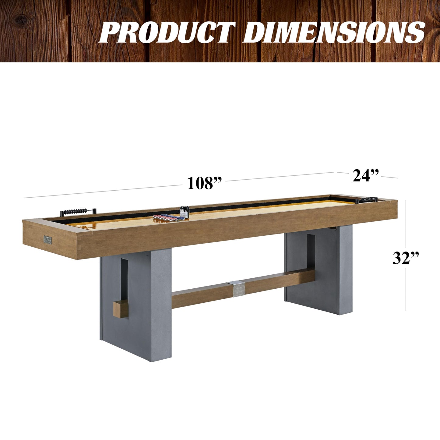 Barrington Billiards 9' Urban Shuffleboard Table with Scratch-Resistant Playfield and 8 Puck Set
