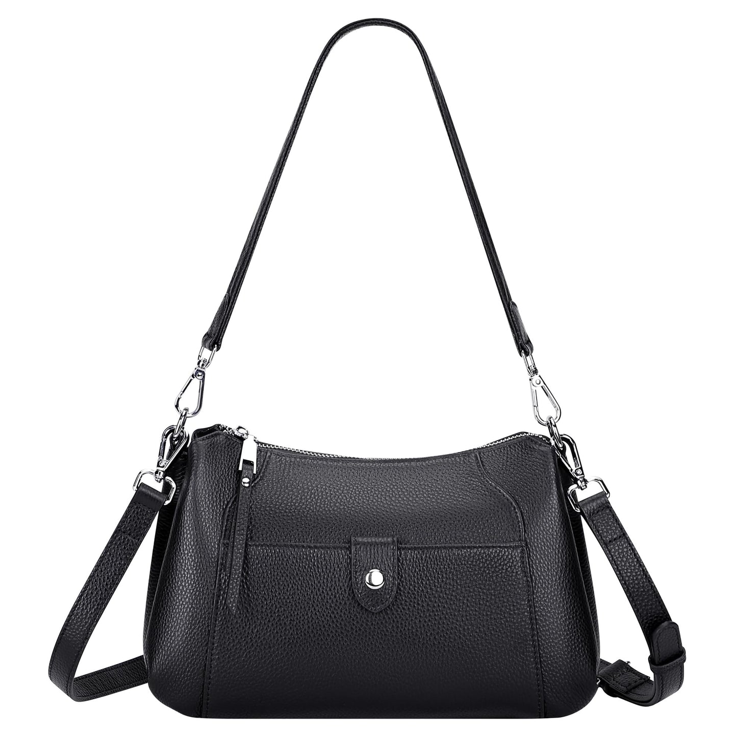 Over Earth Genuine Leather Small Hobo Crossbody Bags for Women Shoulder Purses and Handbags(O189E Black)