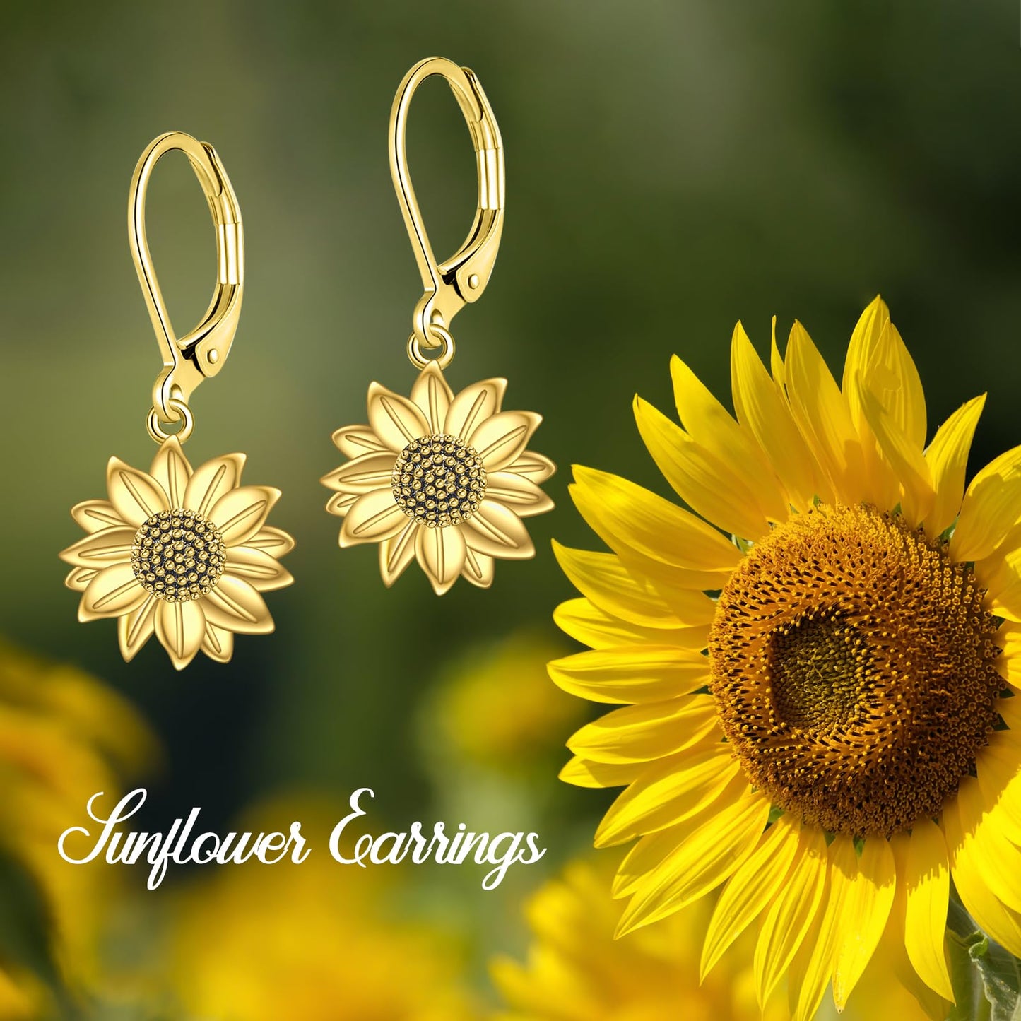 TALYKONG Sunflower Earrings for Women Sunflower Gold Plated Leverback Dangle Earrings Hypoallergenic Jewelry Gifts for Women (sunflower earrings)