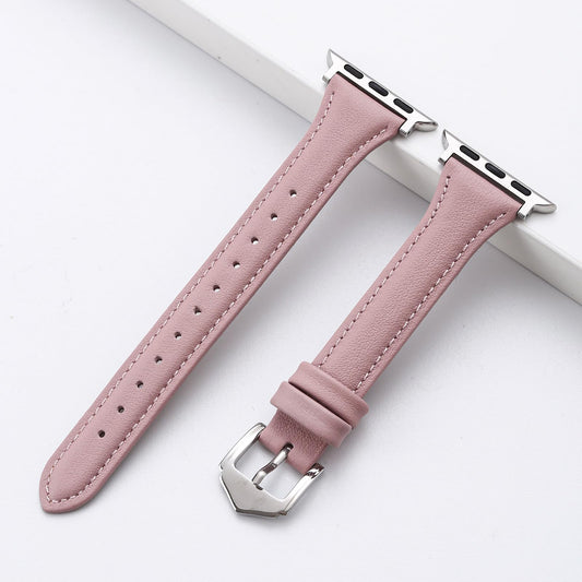 Slim Soft Genuine Leather Bands Compatible with Apple Watch Band 38mm 40mm 41mm 42mm for Women, Dressy Durable Leather Replacement Strap for iWatch SE1/2/3 11 10 9 8 7 6 5 4 3 2 1