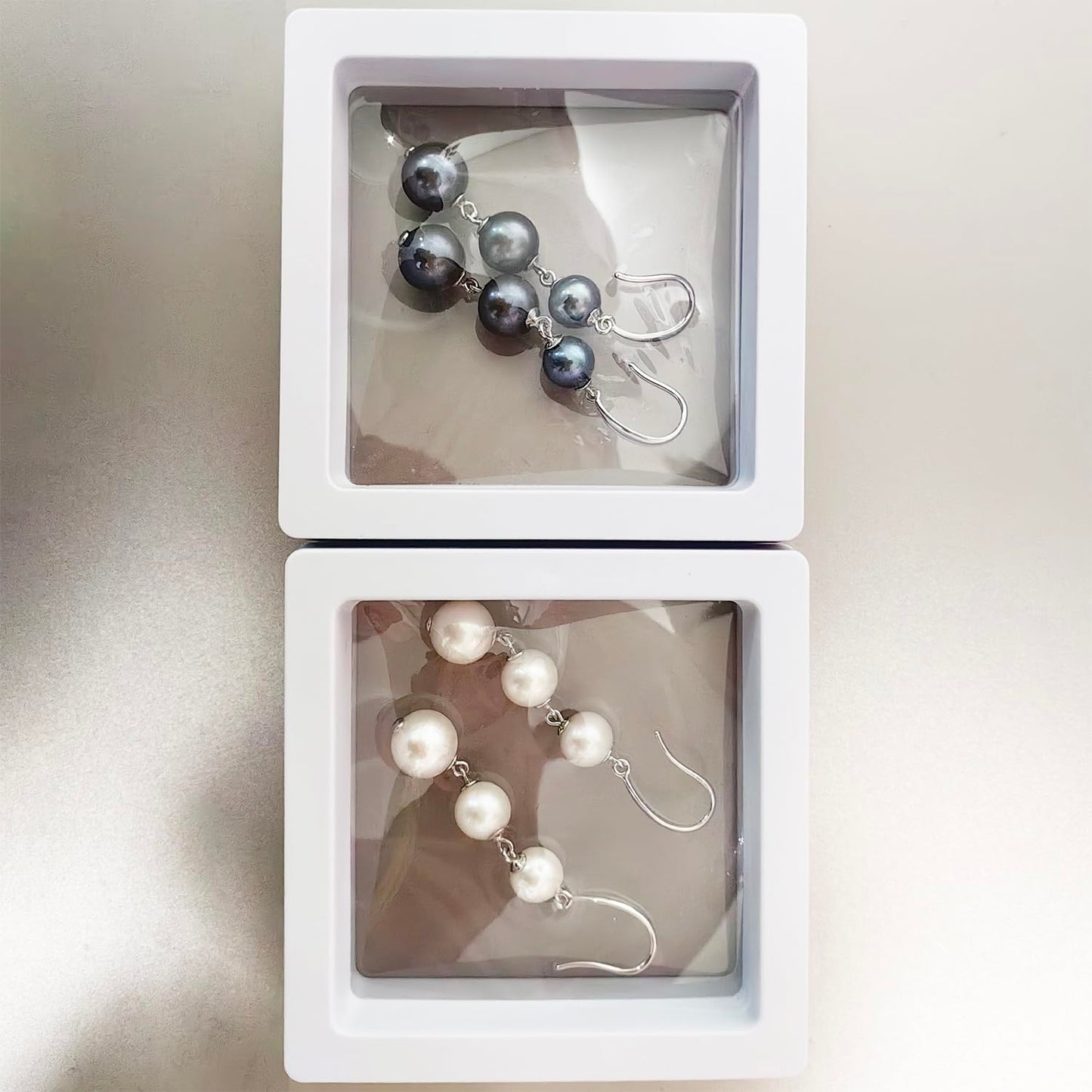 Alevel Long Tassel 925 Sterling Silver Ear Hook, Natural Freshwater Cultured Pearl Earrings, 7-9mm Round White Pearls