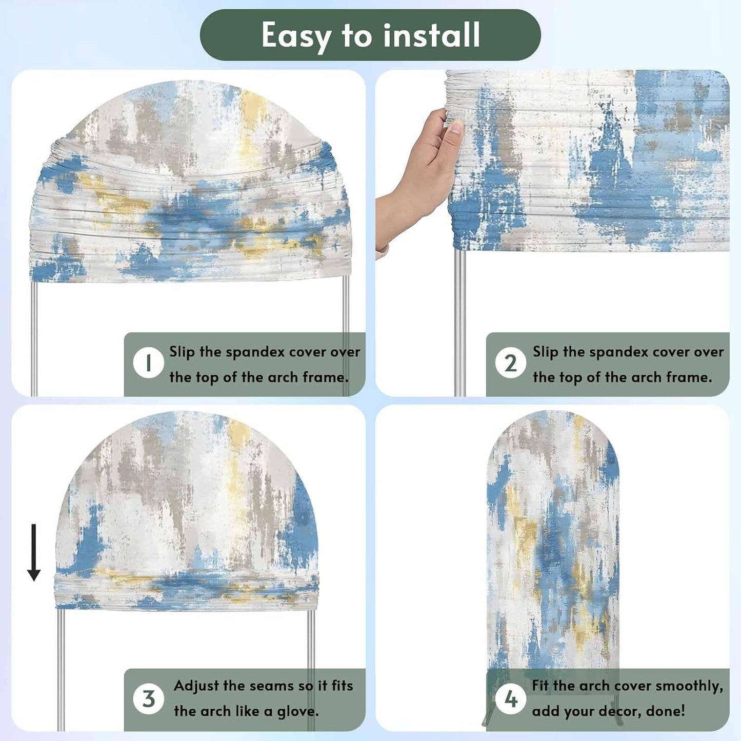 Jnbasdffb 6.6 Blue Gray Ombre Wedding Arch Cover, Stretchy Spandex Arch Backdrop Stand Covers FT, Vintage Abstract Art