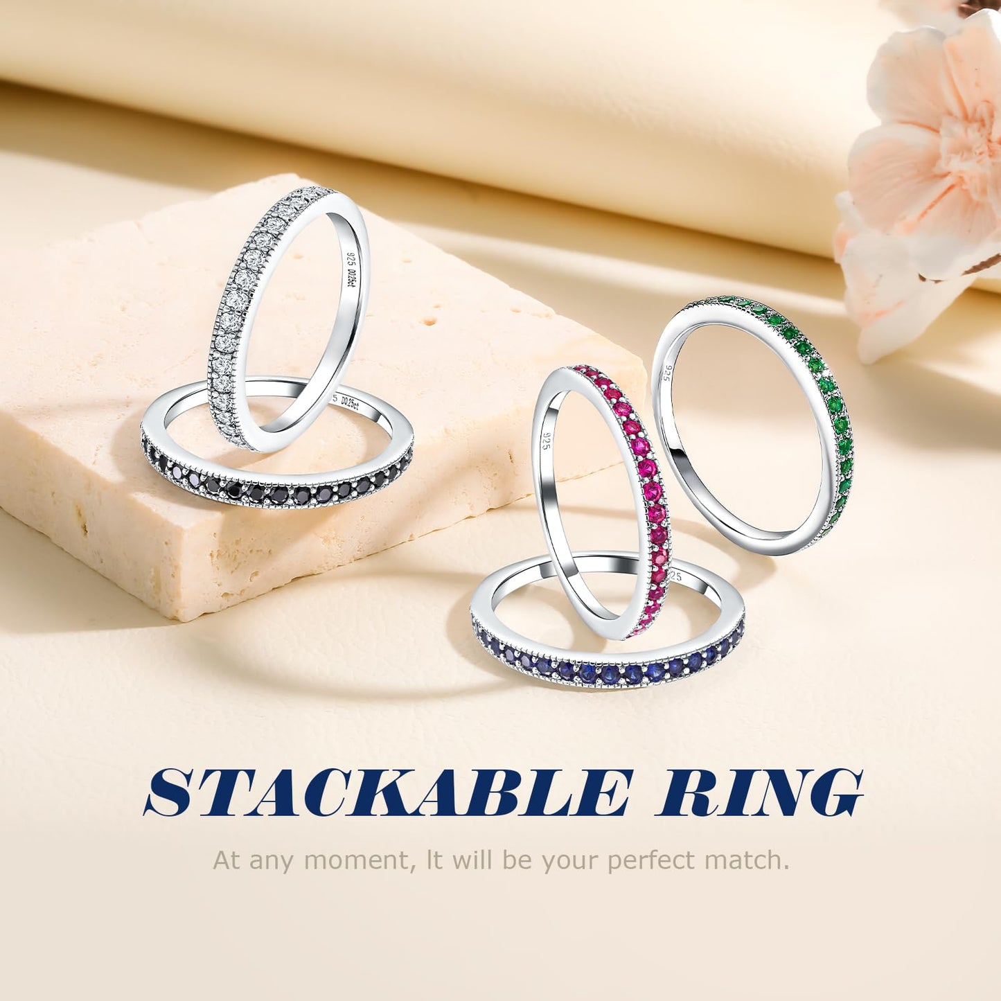 AGRULE Bezel Set Moissanite Wedding Band 1.4mm Width Half Eternity Band Rings Sterling Silver White Gold Plated 0.25 Cttw VVS1 Lab Diamond Anniversary Ring for Men Women, Size 8