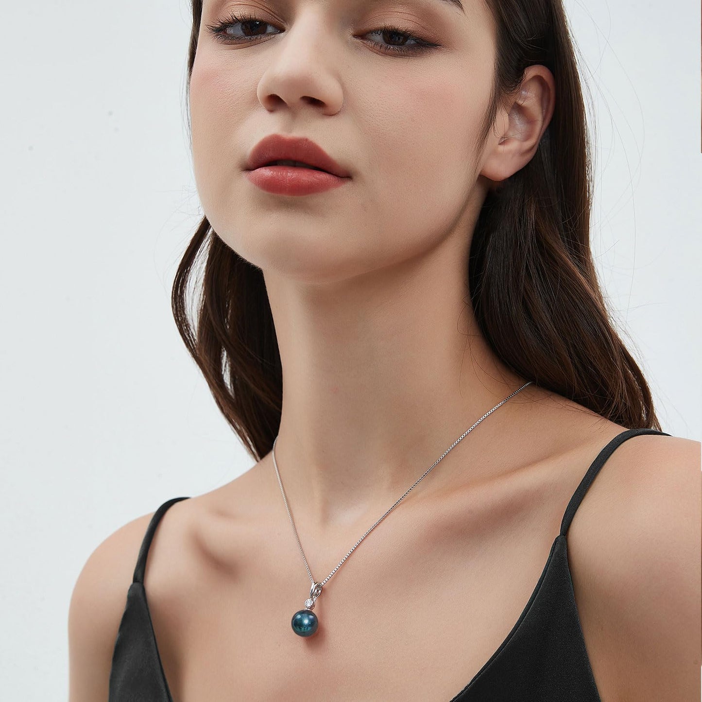 YAMI Black Tahitian Pearl Pendant Necklace, 12-13mm Saltwater Cultured Pearls, 925 Sterling Silver with 18+2IN Adjustable Box Chain Elegant Luxury Jewelry Gift for Women