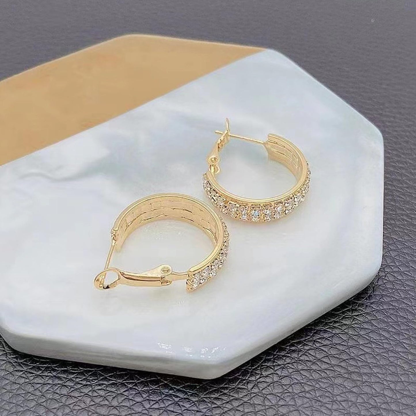 Lymphatic Activity Hoop Earrings, Lymphatic Drainage Slimming Hoop Earrings Lymphvity Germanium Earrings Cubic Zirconia Earrings Jewelry Gifts for Women (gold)