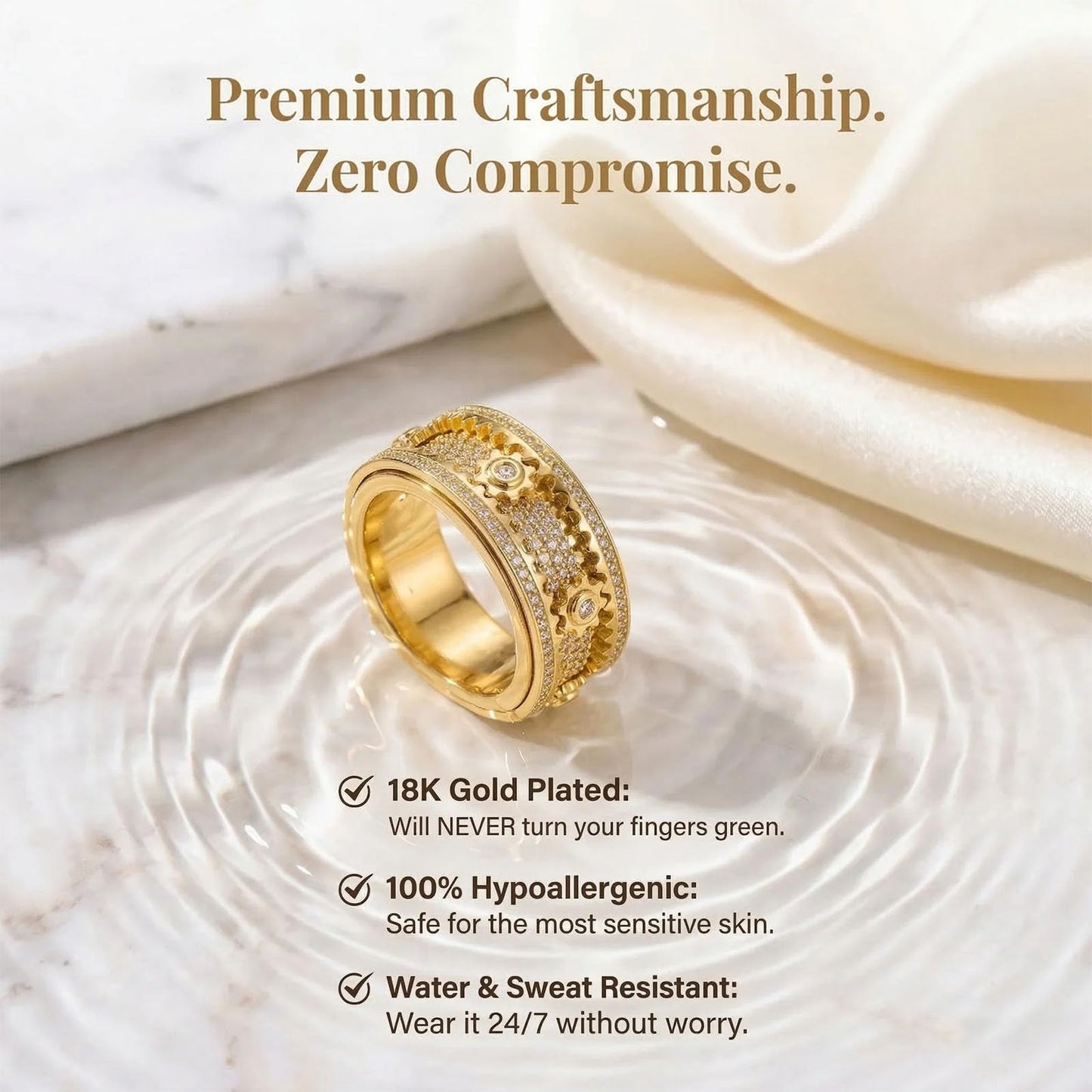 Xarewx Mindfulness Rings for Women, Fidget Ring, Adjustable Anti-Anxiety Fidget Rings, Menopause and Stress Ring, Calm & Everyday Wear (3pcs, 6)