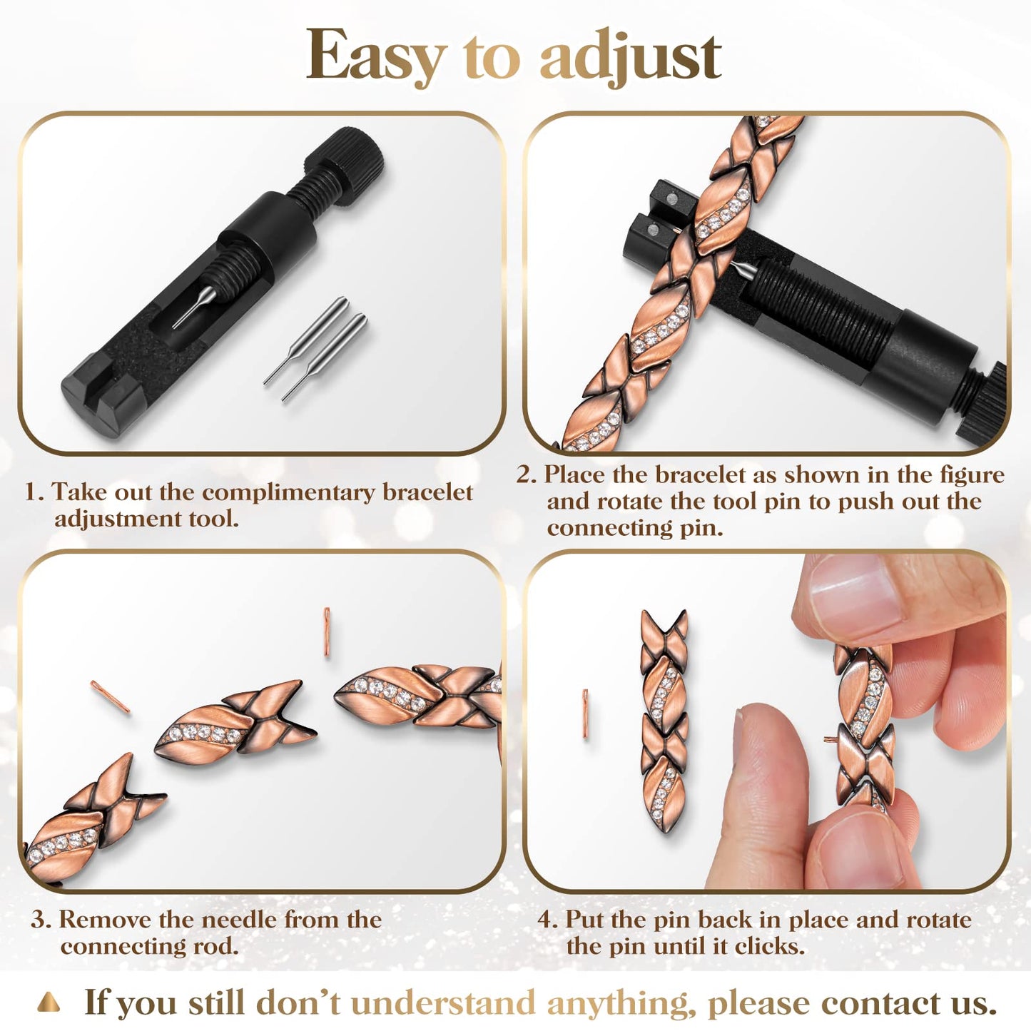 Copper Bracelets for Women, Magnetic Bracelets for Women & Heart-Shaped Lymphatic Drainage Ring with 3500 Gauss Magnet Classic Crystal Design Jewelry Gift