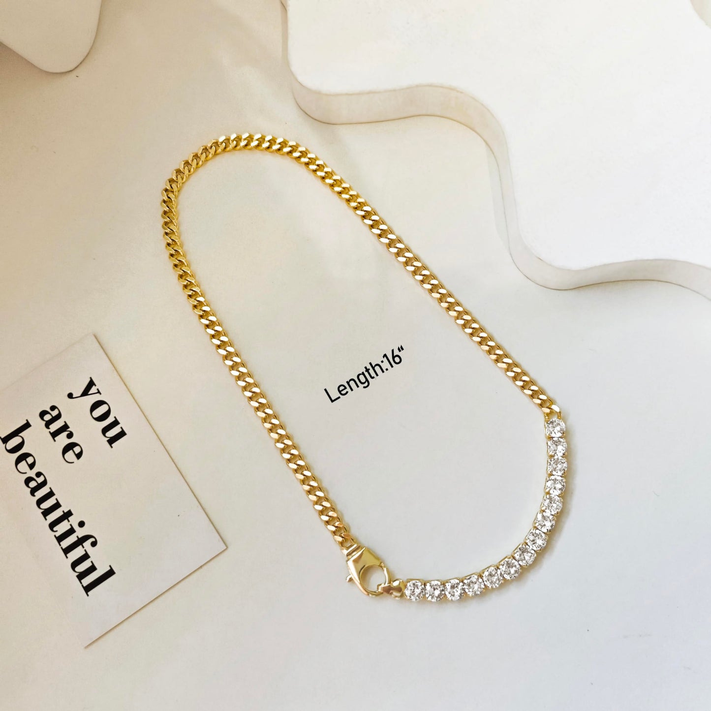LULII Tennis Necklaces for Women 14K Gold Plated Chunky Cubic Zirconia Choker Cuban Link Chain for Women Jewelry Gifts