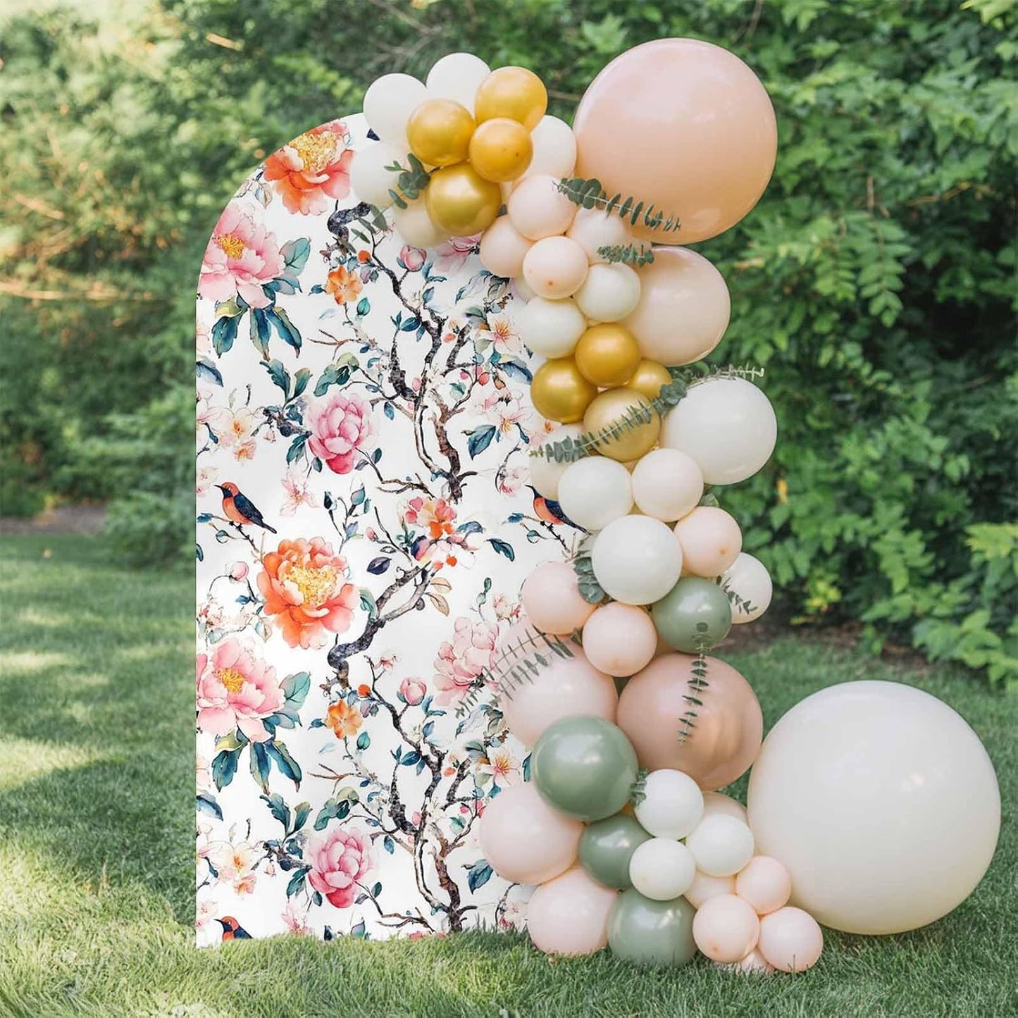 Jnbasdffb 6.6 Floral Blossom Wedding Arch Cover,Stretchy Spandex Arch Backdrop Stand Covers FT,Farmhouse Oil Painting