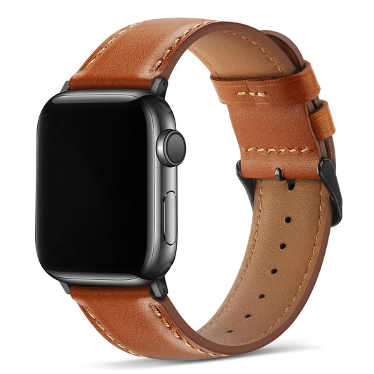 Tasikar Bands Compatible with Apple Watch Band 49mm 46mm 45mm 44mm 42mm Genuine Leather Replacement Straps Compatible with Apple Watch Ultra 3 2 1 SE Series 11 10 9 8 7 6 5 4 3, Classic Brown