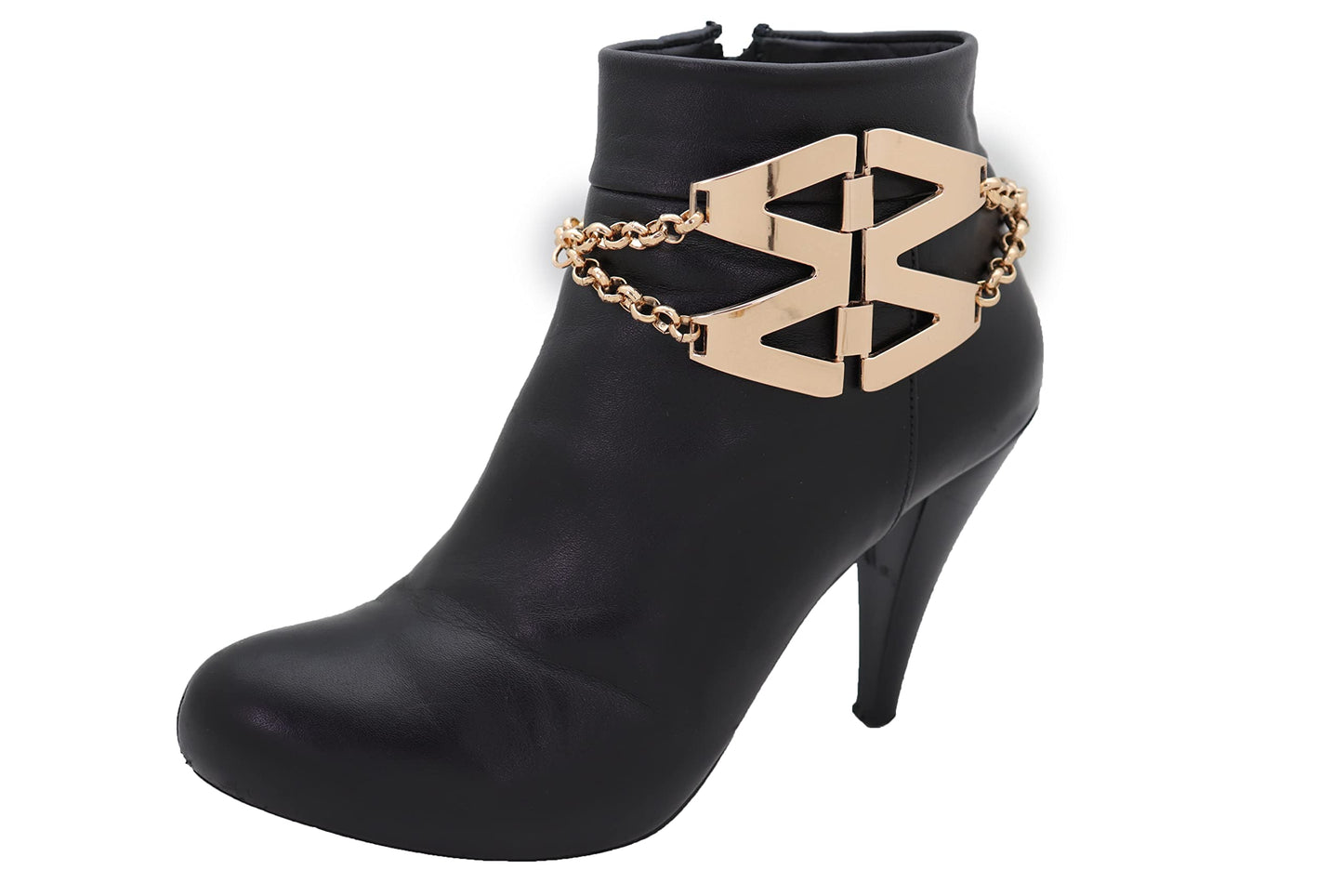 Women Boot Bracelet Gold Metal Chain Shoe Anklet Western Fashion Jewelry M Wings Charm