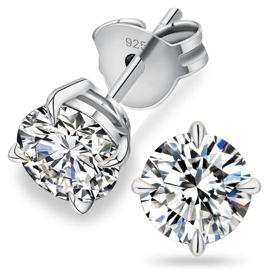 KRKC 0.6-3ct Moissanite Stud Earrings, D Color VVS1 Clarity, Lab Created Diamond Stud Earring for Women, 14K White Gold S925 Sterling Silver Earrings Friction Back for Women Men, Hypoallergenic