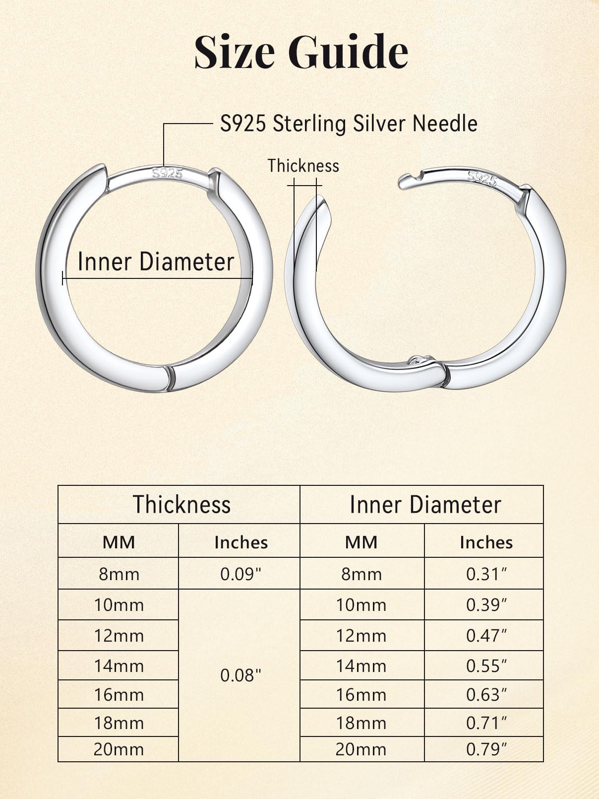 FaithHeart Hoop Earrings for Women, Silver Hypoallergenic Huggie Hoop Earrings, Small Cartilage Earrings for Women 18mm, Send Gift Box