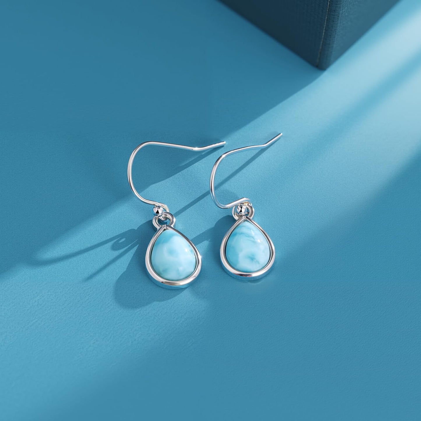Larimar Dangle Earrings,925 Sterling Sliver Larimar Drop Dangle Earrings for Women