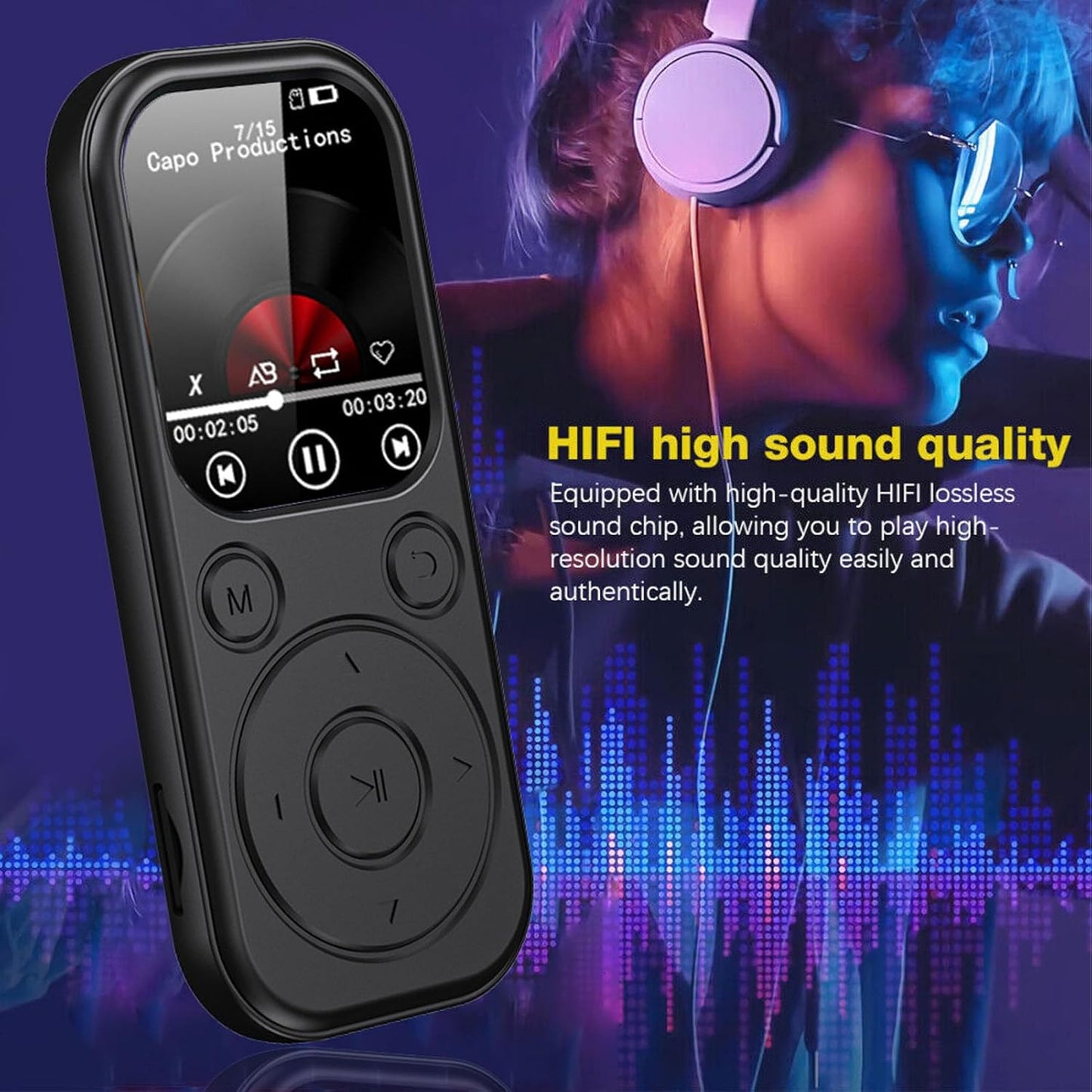 Zunate 128GB MP3 5.4, 2.01 Inch MP3 10,000+ 500mAh (32G HiFi Player with Bluetooth Screen Digital Music Player