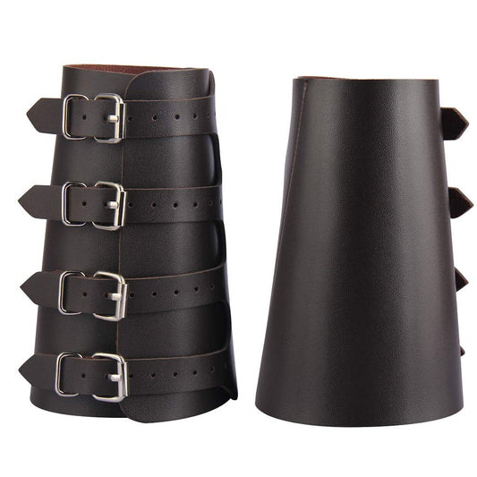 HOEACXY Viking Bracers for Men Medieval Leather Bracers Buckles Leather Arm Guards Cuff Gauntlet Wristband Armband for Men Women 1 Pair brown