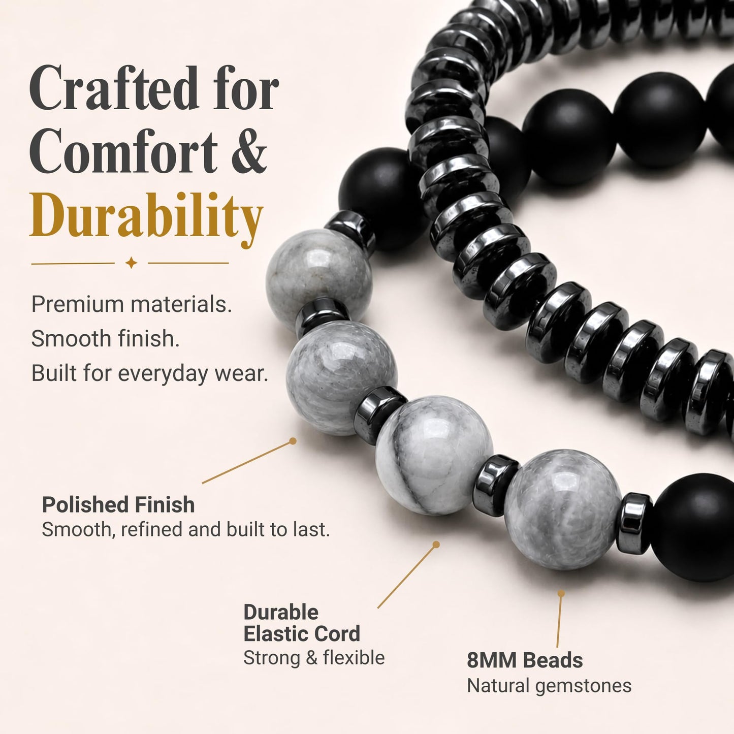 WestLuna Magnetic Bracelets for Women, Magnetic Hematite Bracelet with Black Obsidian, Map Stone. Healing Stone Bracelets for Women Men Lymph Drainage Slimming Energy Bracelet Set (Mapstone, Medium)