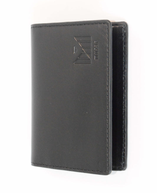 muzaf Premium Leather card holder, compact, 5 slots, hand stitched (Sand Black)