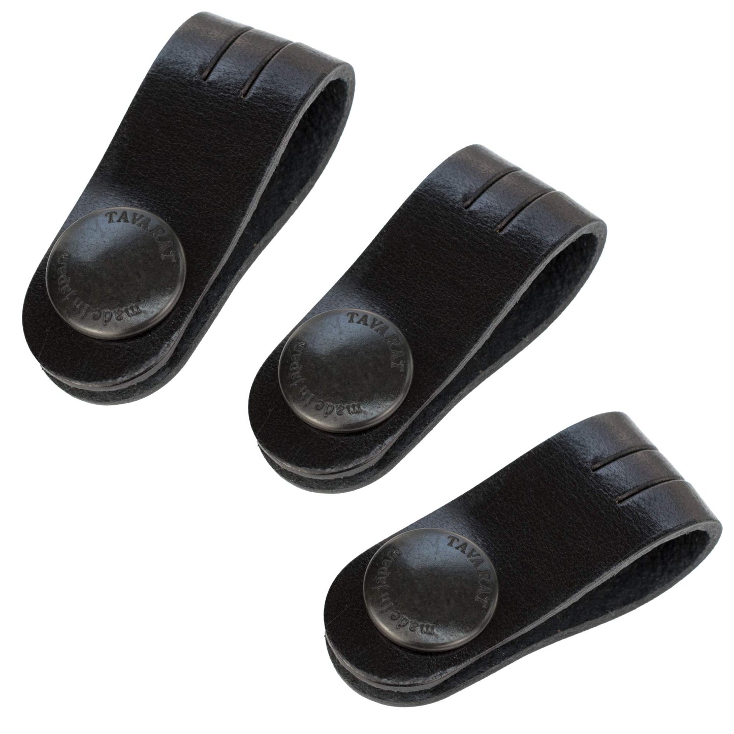 TAVARAT Cord Organizer, Long size, Cable Organizer, Charger Organizer, made in Japan, Genuine Leather, Cable Straps, (Long size, Black, set of 3)