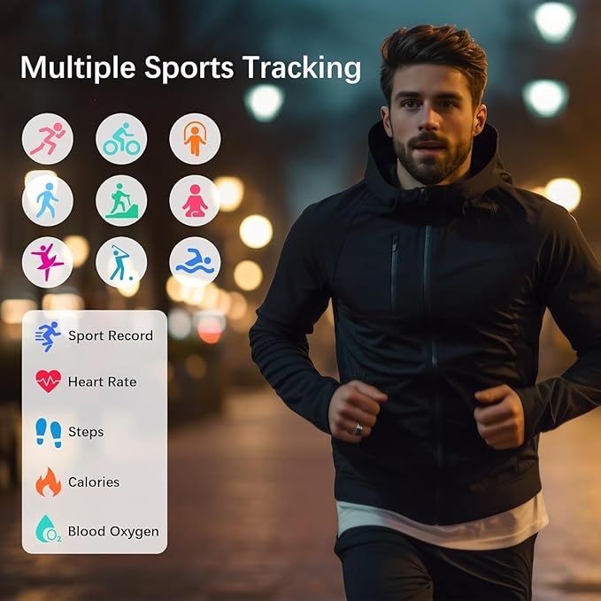 Smart Health Rings for Women Men, Fitness Tracker with Heart Rate, Blood Oxygen, HRV, Sleep Tracker, Step Tracker, No Subscription Fee, IP68 Waterproof Smart Ring for iphone & Android (Silver, 7#)
