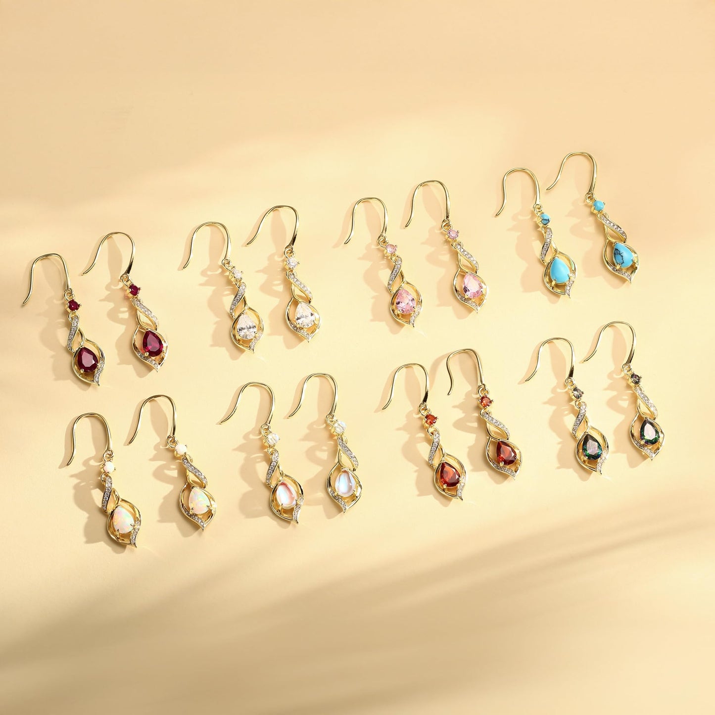 FANCIME 14K Gold Plated June Birthstone Dangle Earrings for Women Teardrop Alexandrite Earrings S925 Sterling Silver infinity Love Birthday Gifts for Mom Women