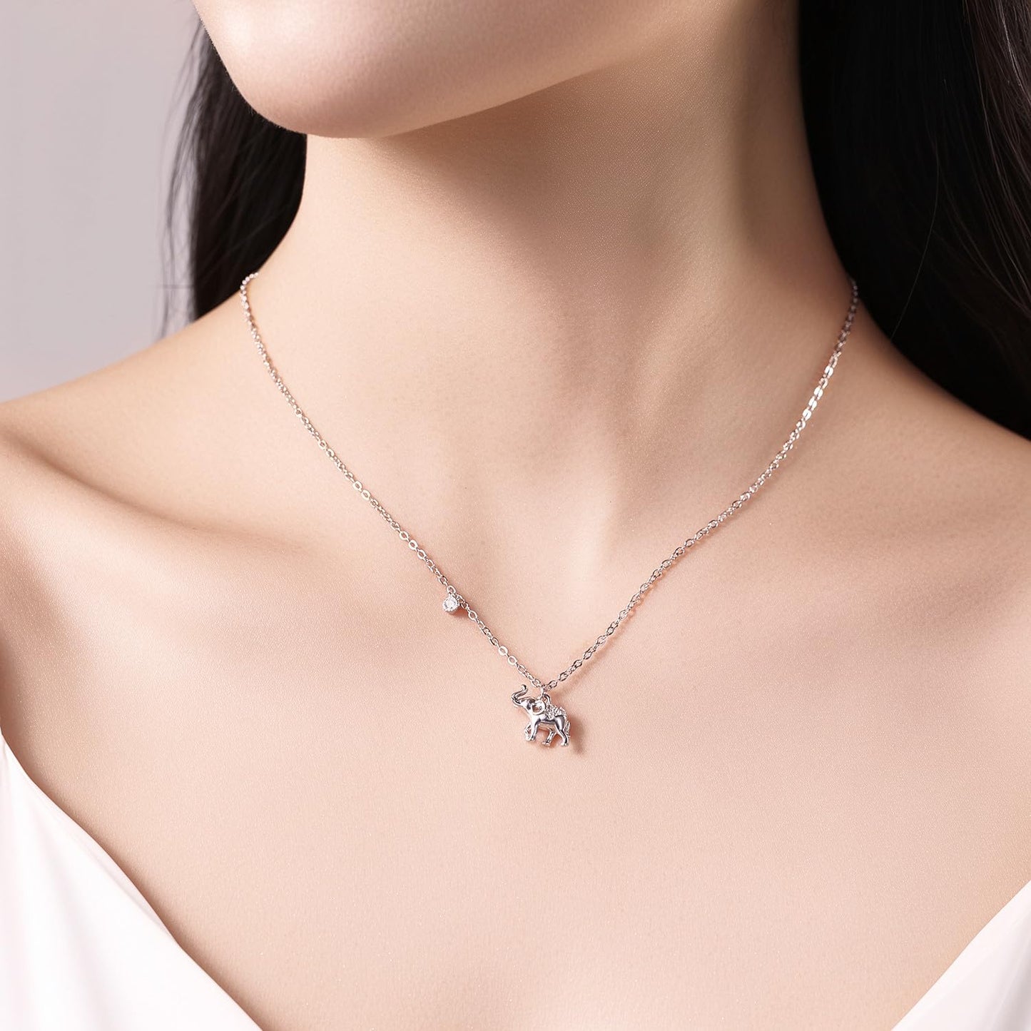 MISEFF 925 Sterling Silver Fashion Pendant Necklace for Women，Fashion Jewelry, 18K Gold Plated， Advanced Retro Series Link Chains ，Basic Multifunctional Accessories Suitable for Multiple Occasions and Daily Wear (Elephant)