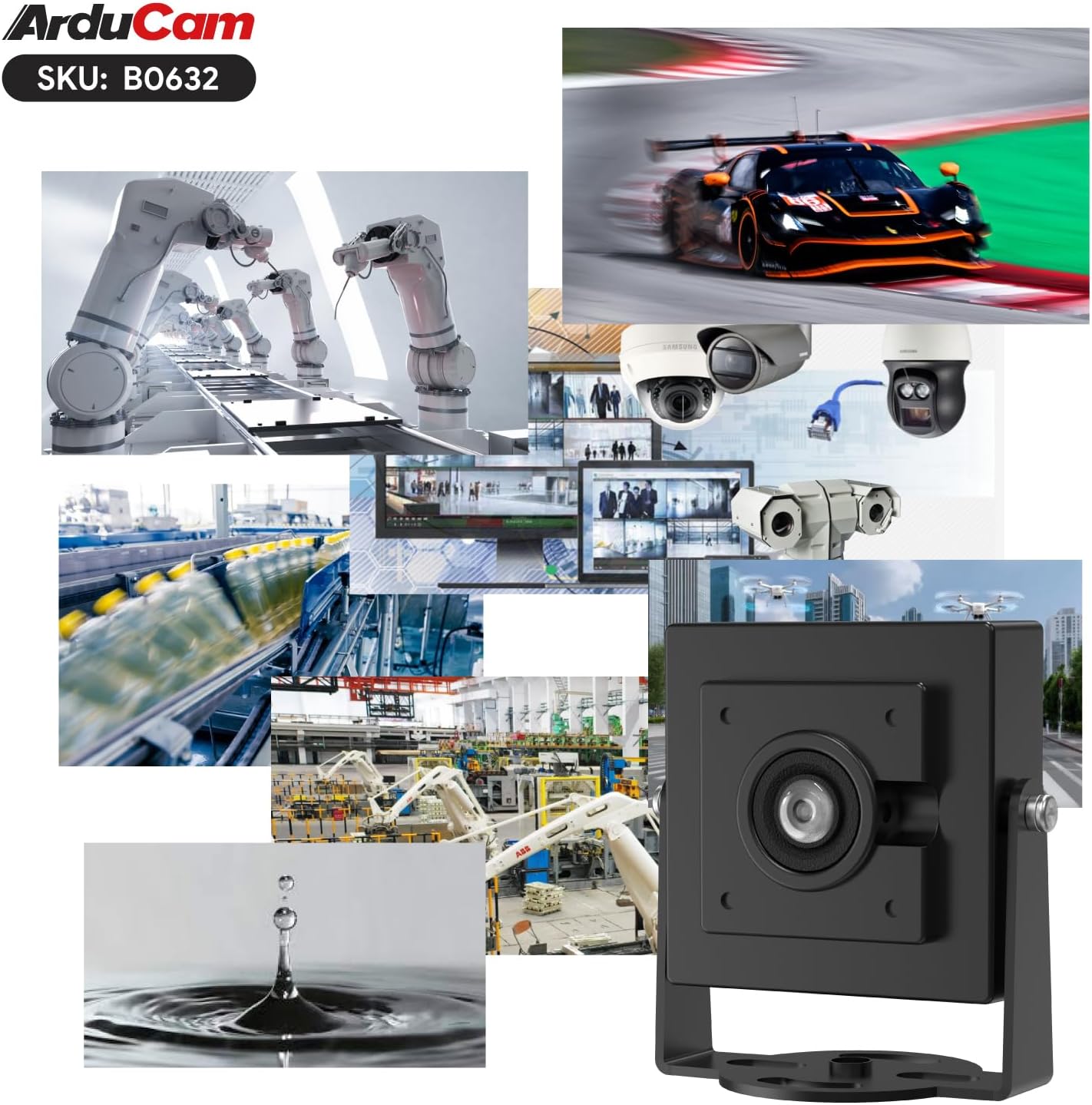 Arducam 800 VGA Global Shutter USB Camera Module, FPS@QQVGA High Speed Camera, Monochrome Wide Angle UVC Webcam