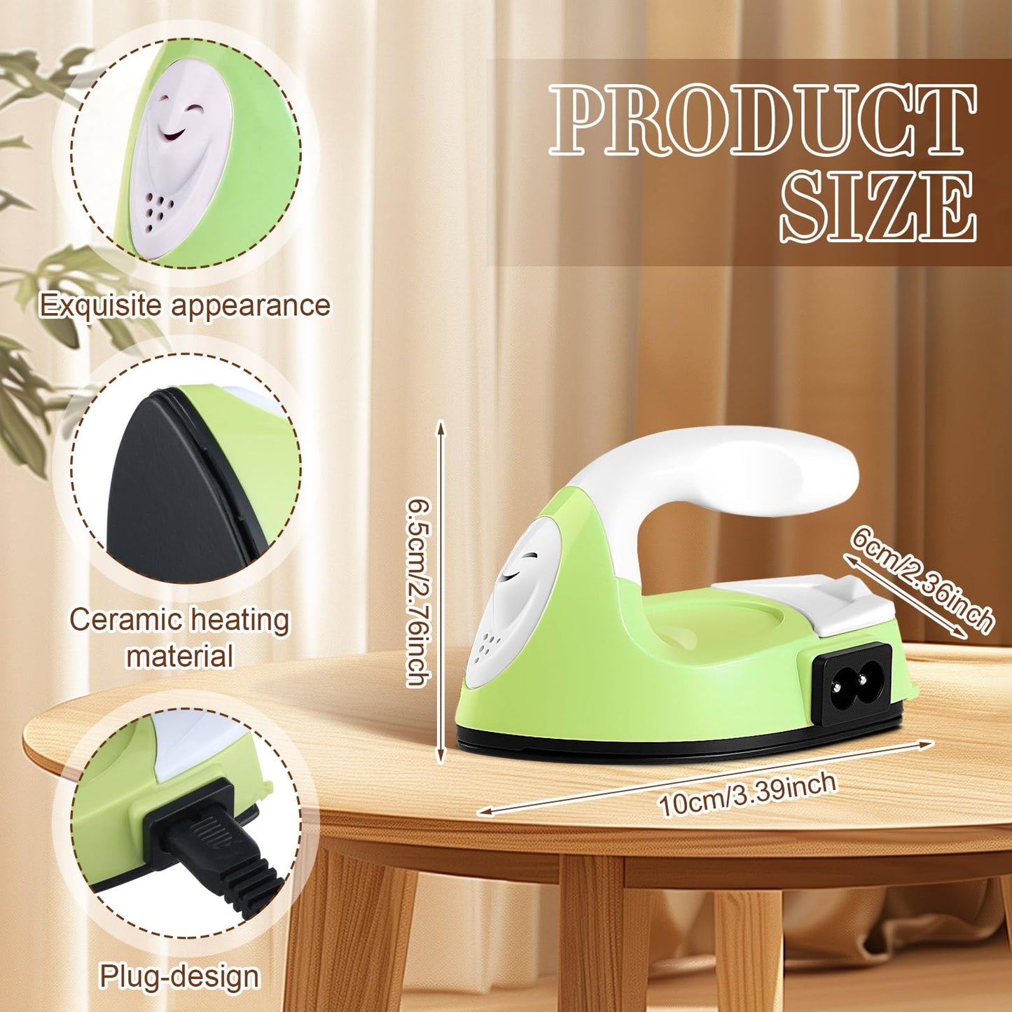 Zhehao 4 Pcs Mini Craft Iron Small Heat Press 3.39 x 2.36 x 2.56 Portable Heat Transfer Machine with Charging Base Accessories DIY Clothe Bead Patch Bag Hat Vinyl(Light Pink, Red, Green, Orange)