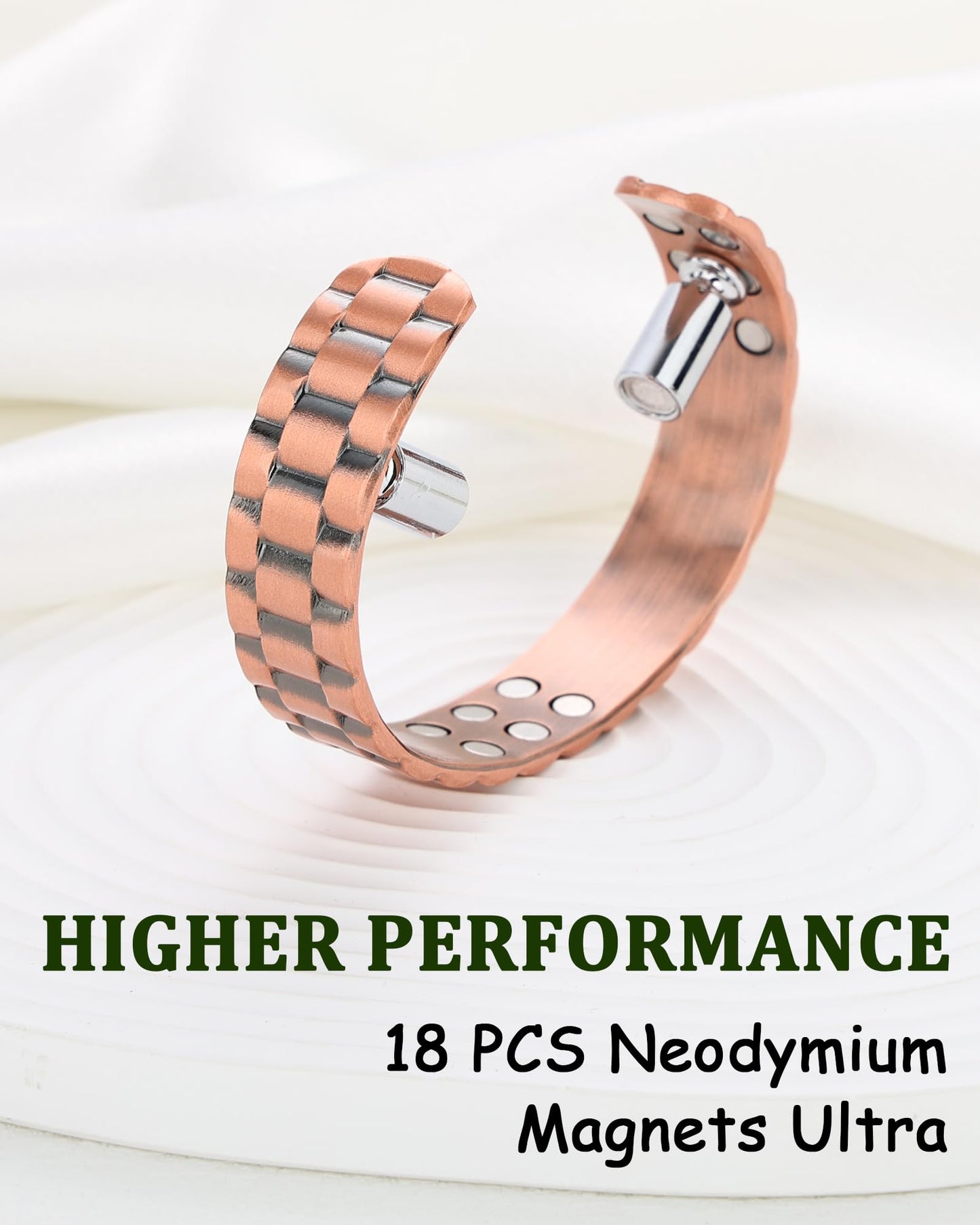 MagEnergy Copper Bracelet for Men, 18X Strength Magnetic Bracelet with 3800 Gauss Magnets, 99.99% Pure Solid Copper, Men's Jewelry Gift (Copper-Classic)