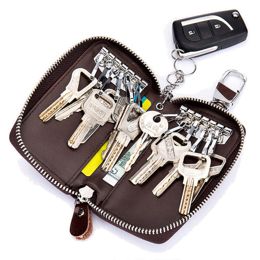 Zitokin Large Leather Key Case Wallet with 12 Hooks & 1 Keychain/Ring for Men or Women (Coffee)