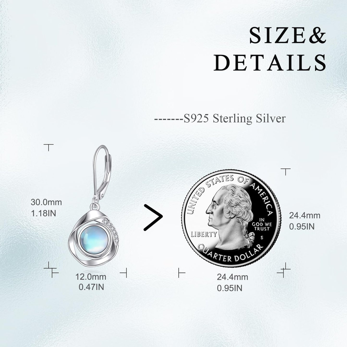925 Sterling Silver Moonstone Leverback Earrings Dangle Drop Jewelry Gifts for Women (Moonstone)
