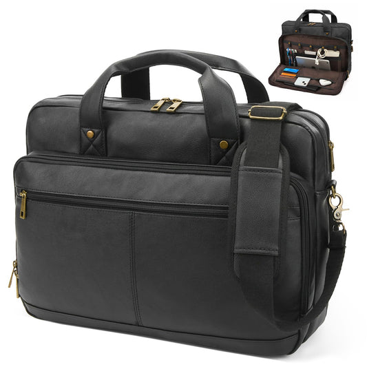 Briefcase for Men Leather Laptop Bag 16 Inch Messenger Bag Vintage Crossbody Laptop Computer Bag for Business,Work,Travel