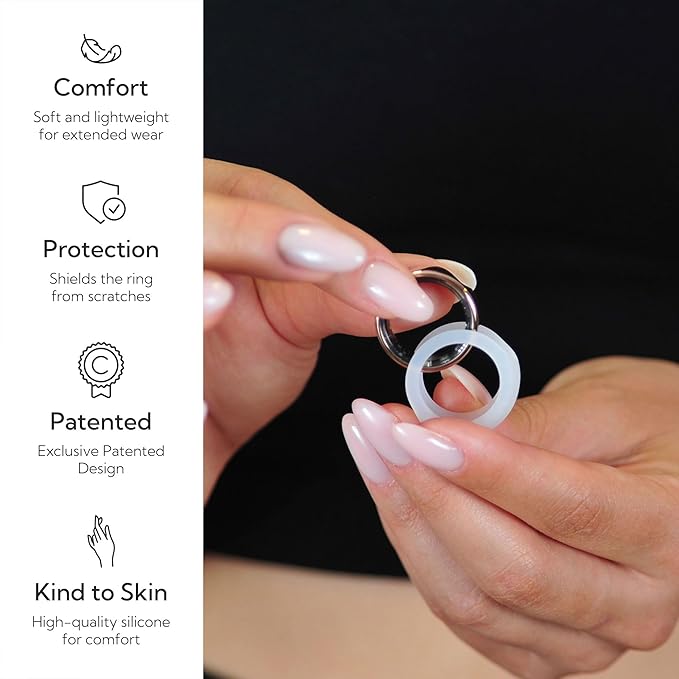 Rinfit Smart Ring Protector - Silicone Ring Enhancer for Active Lifestyle and Gym - StyleFit U.S. Design Patent - Frosted, Size 7