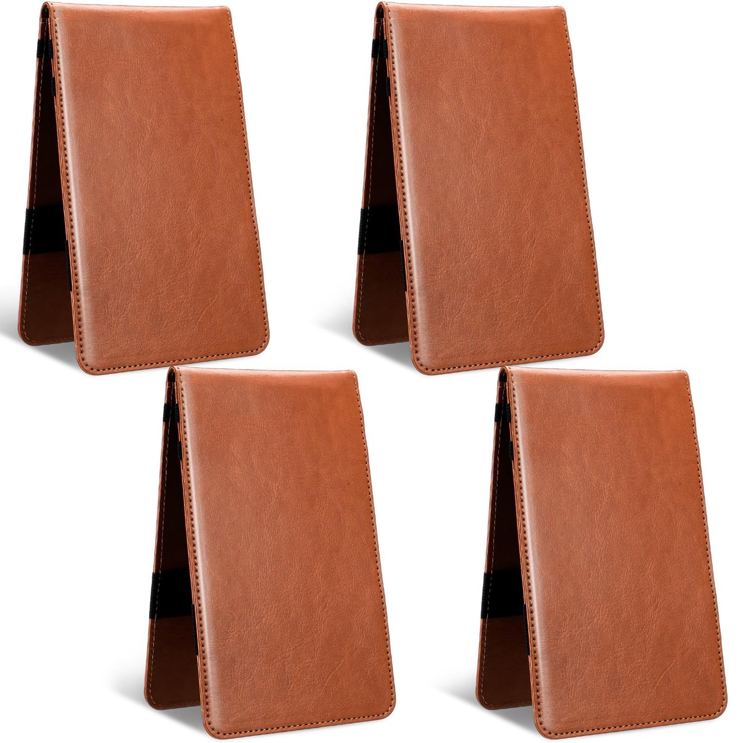 Honoson 4 Pcs Golf Scorecard Holder PU Leather Golf Yardage Book Cover Scorecard Book Score Cards Holder Protector Gift Accessories, 4.3 x 7 Inches(Brown)