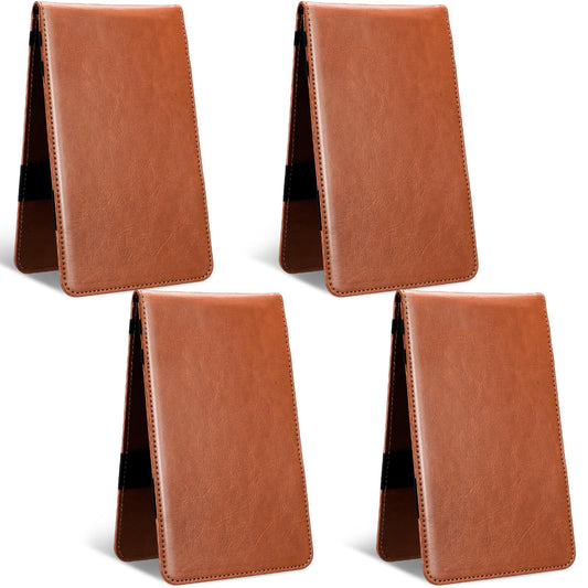 Honoson 4 Pcs Golf Scorecard Holder PU Leather Golf Yardage Book Cover Scorecard Book Score Cards Holder Protector Gift Accessories, 4.3 x 7 Inches(Brown)
