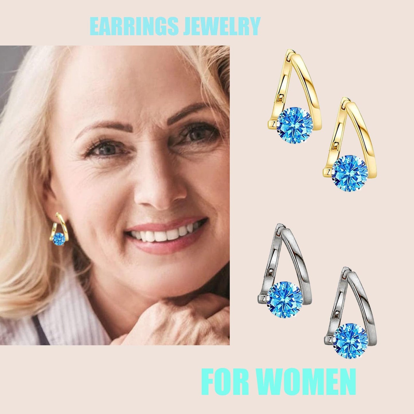 2 Pairs Halolux Lymphvity Germanium Earrings,Halolux Lymphvity Drainage Cubic Zirconia Earrings Lymphati Activity Hoop Earrings for Women Lymphvity Therapy Earring Jewelry (Blue)