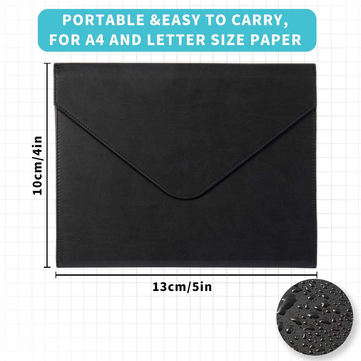 Heture PU Leather Heavy-Duty Expanding File Folder, A5/US Letter Size Document Organizer with 8 Paper File Folders, 4-1/2 Inch Expansion, Black – for Office, Auto Shop, School Paperwork.