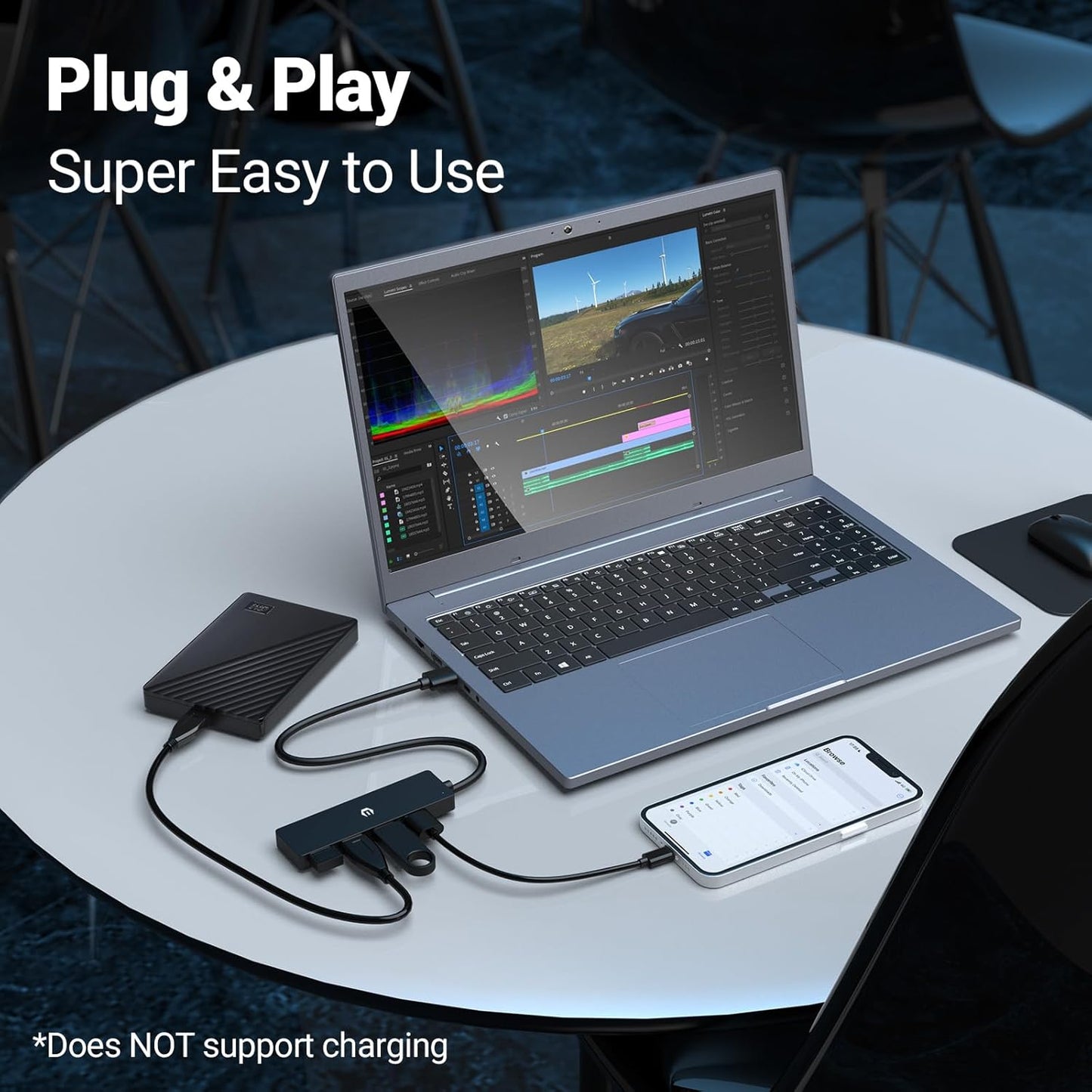 Tymyp 4-Port 3.0 USB Hub, USB Hub, USB Expander for Laptop, Xbox, Flash Drive, Hard Drive, Gaming Device, Printer