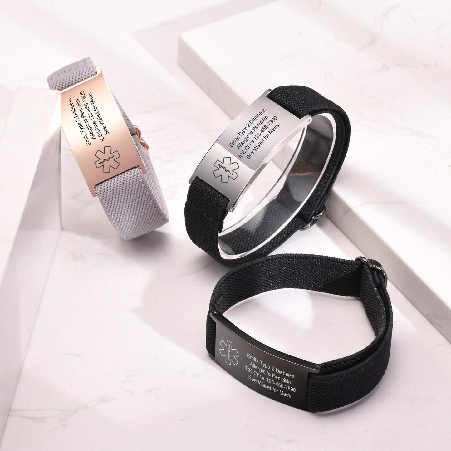 VNOX Medical Alert Id Bracelet for Women, Epilepsy Medical Alert Bracelets for Women Men Patients Stainless Steel Emergency Bracelets Wristband,Personalized Mens Life Health Alert Bracelet