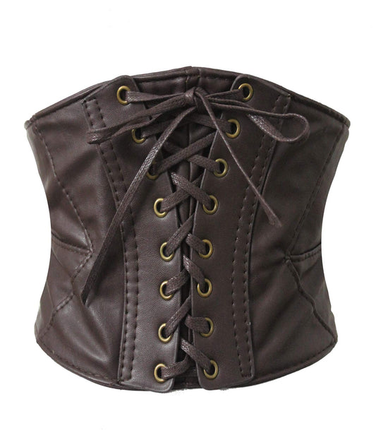 Alivila.Y Fashion Women's Faux Leather Underbust Waist Belt Corset A14-Dark Brown-M