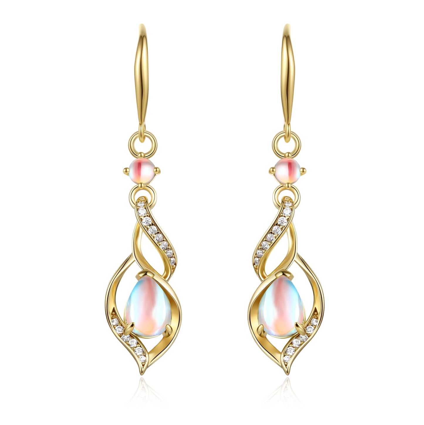 FANCIME 14K Gold Plated June Birthstone Dangle Earrings for Women Teardrop Moonstone Earrings S925 Sterling Silver infinity Love Birthday Gifts for Mom Women