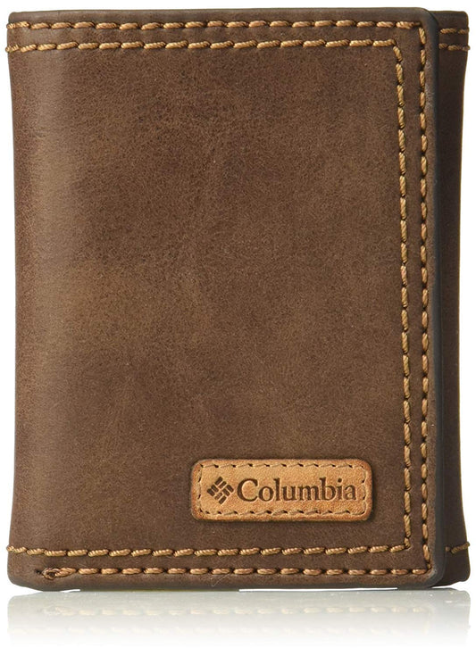 Columbia Men's RFID Genuine Leather Trifold Wallet With ID Window, Credit Card Pockets