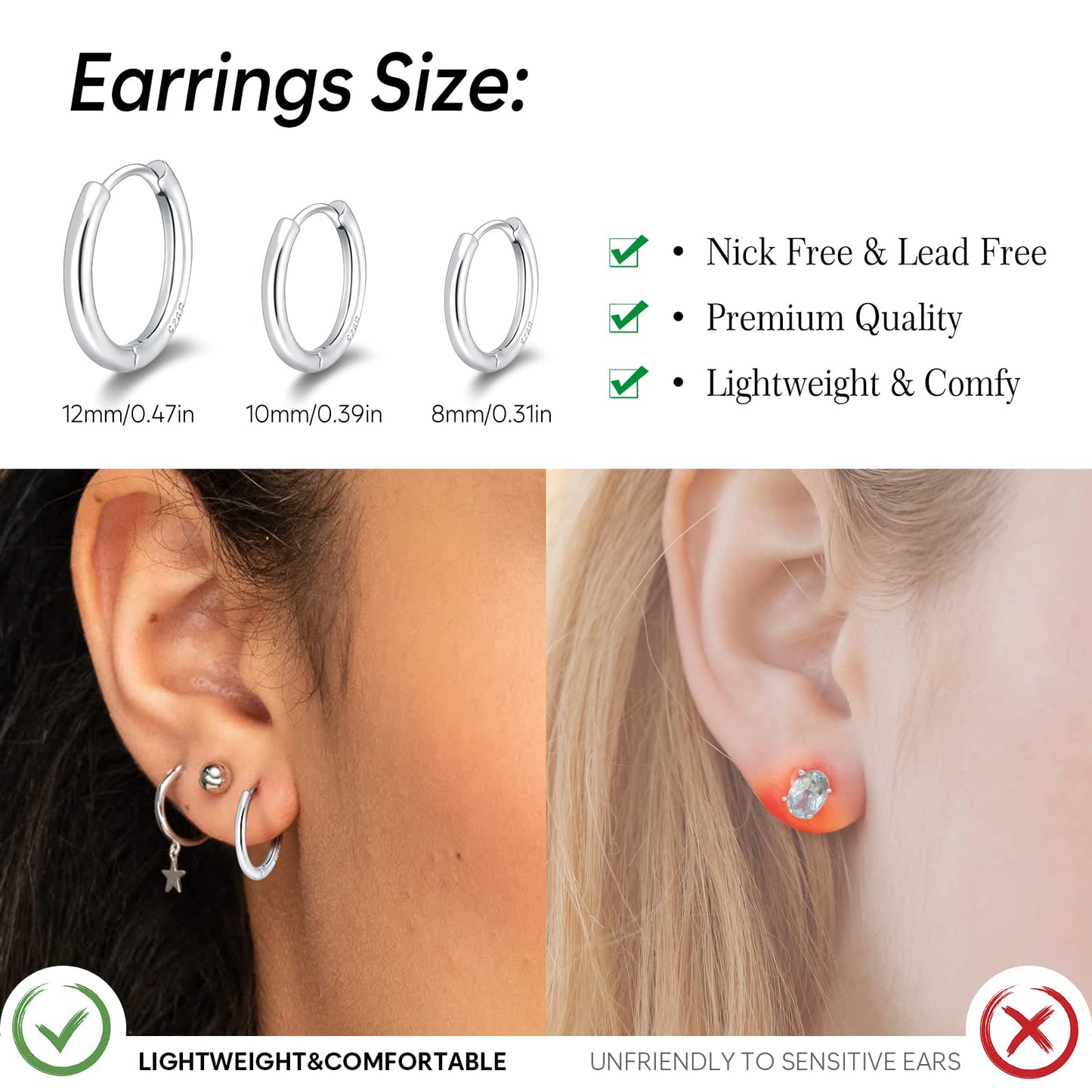 Gokeey Small Gold Huggie Hoop Earrings for Women 14K Gold Plated Lightweight Hoop Earrings Set for Women Hypoallergenic Earrings Gifts