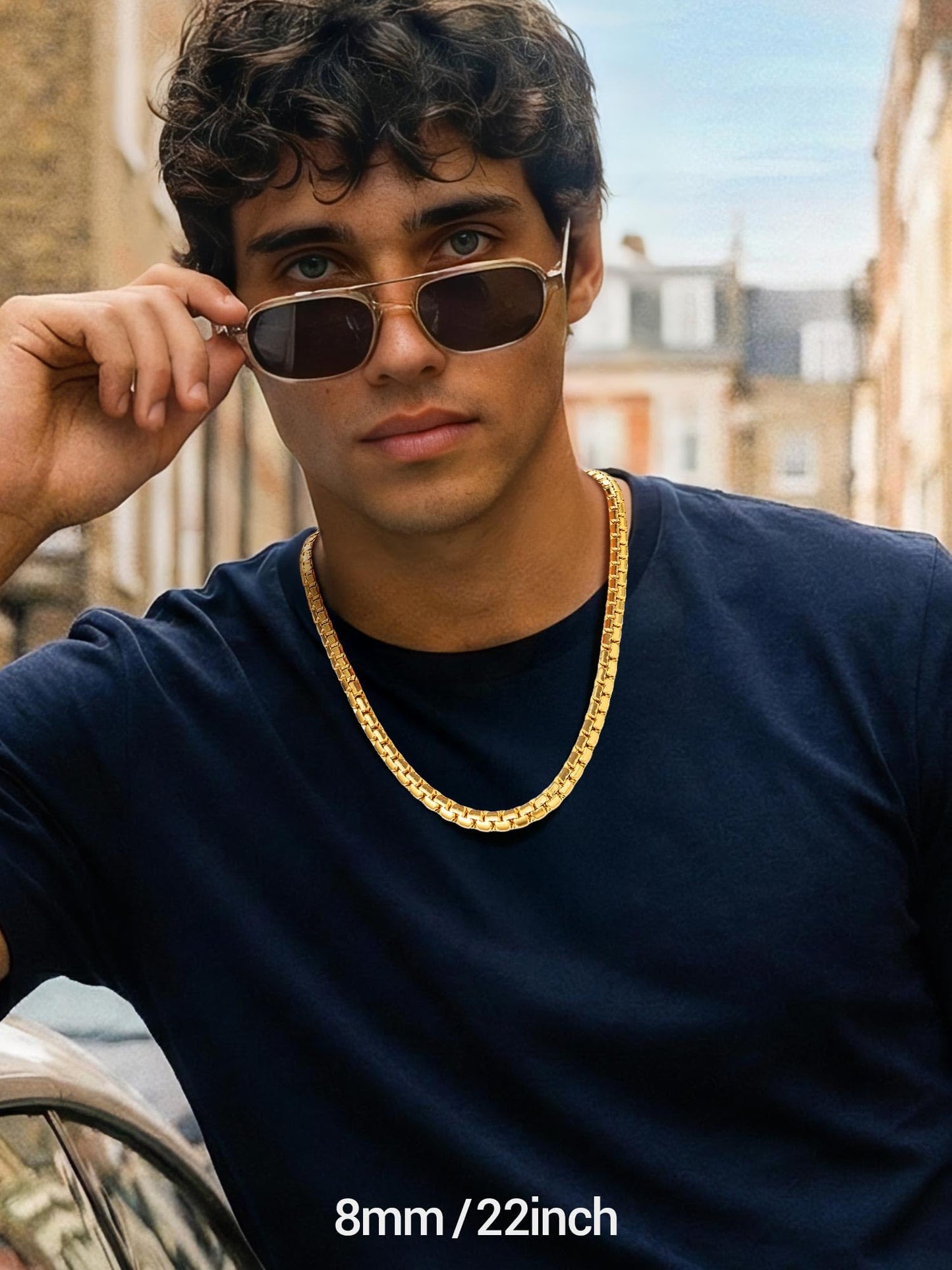 PROSTEEL Gold Chain for Men Stainless Steel Necklace Tarnish-Resistant & Hypoallergenic 14K Gold Plated Hip Pop Cool Chain