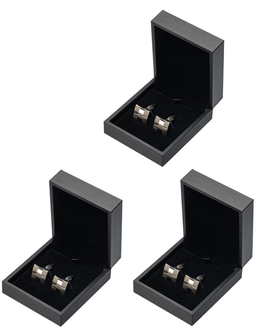 Giftop PU Leather Small Cufflink Box Jewelry Display Case (Black Pack of 3)