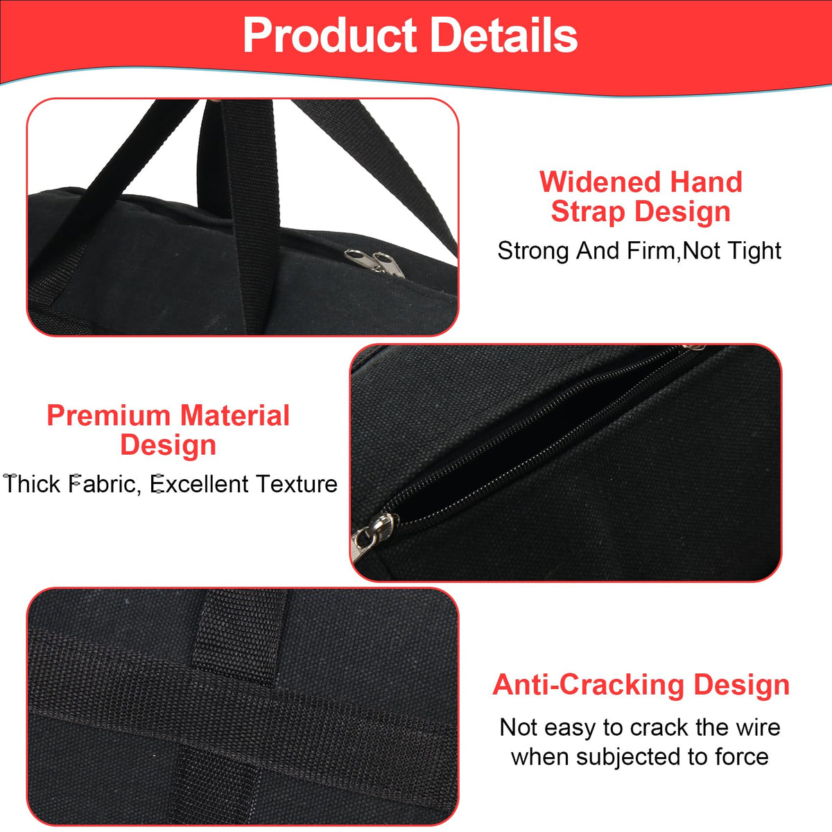 LEXICHER 24" Grill Tool Storage Bag, Canvas, Black, Unisex, Classic Style, 60x24x24 cm/24 * 9.4 * 9.4 inches, Zipper Closure, Hand Strap, Perfect for Outdoor Grilling, Camping, Hiking