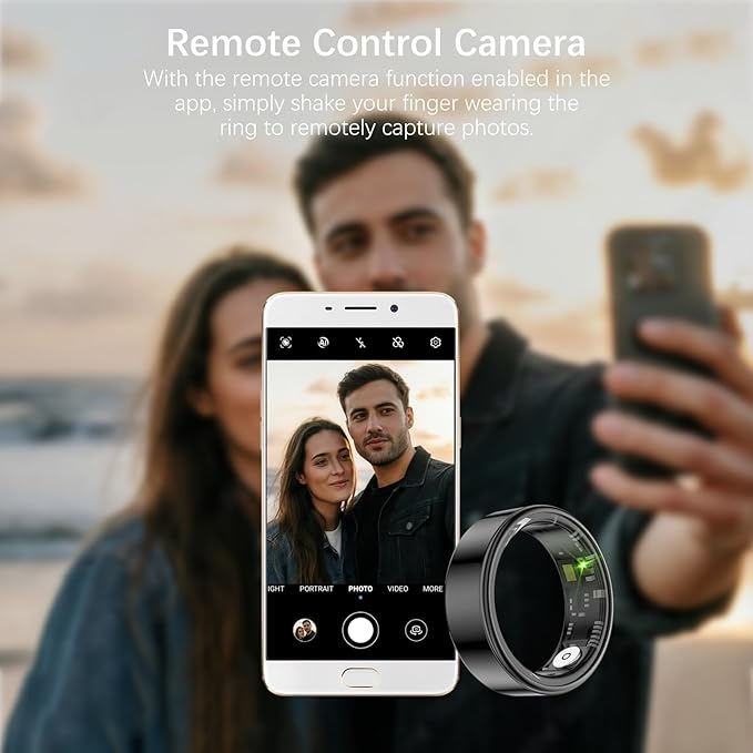 Smart Health Rings for Women Men, Fitness Tracker with Heart Rate, Blood Oxygen, HRV, Sleep Tracker, Step Tracker, No Subscription Fee, IP68 Waterproof Smart Ring for iphone & Android (Black, 12#)