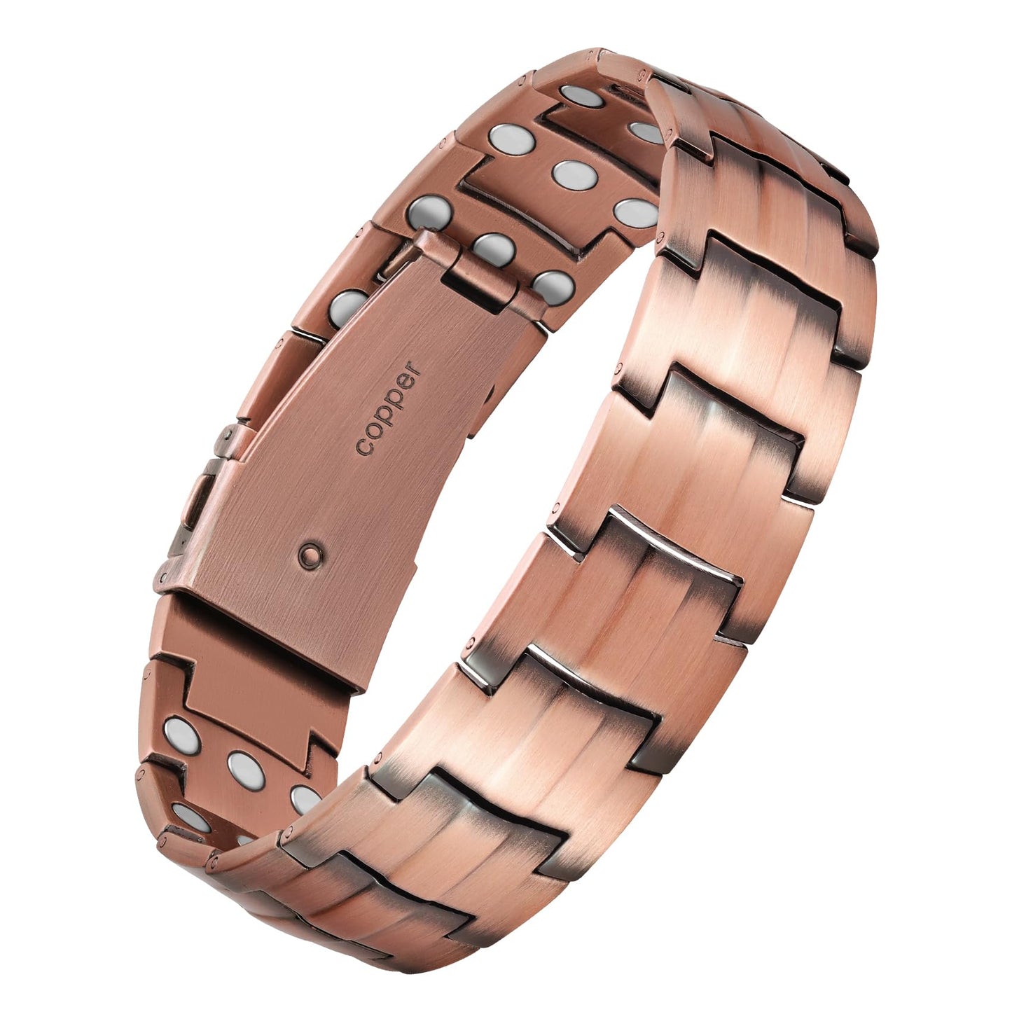Jecanori Pure Copper Bracelet for Men, Upgrade 3X Ultra Strength Magnetic Bracelets for Men with 3800 Gauss Neodymium Magnets, Premium Fold-Over Clasp Jewerly Gift with Sizing Tool