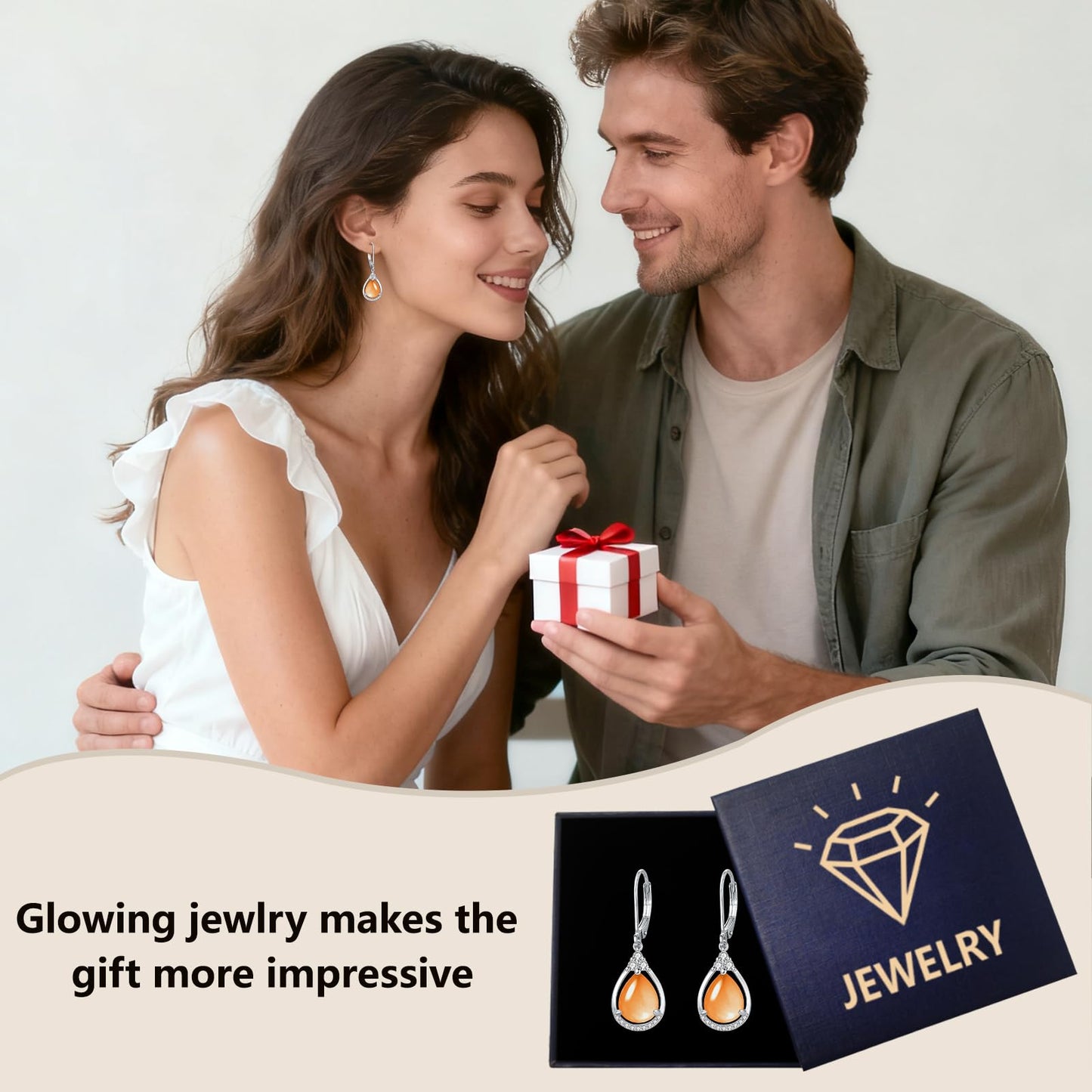 Orange Earrings Sterling Silver Opal Leverback Teardrop Dangles Earring Jewelry Christmas Gifts for Women