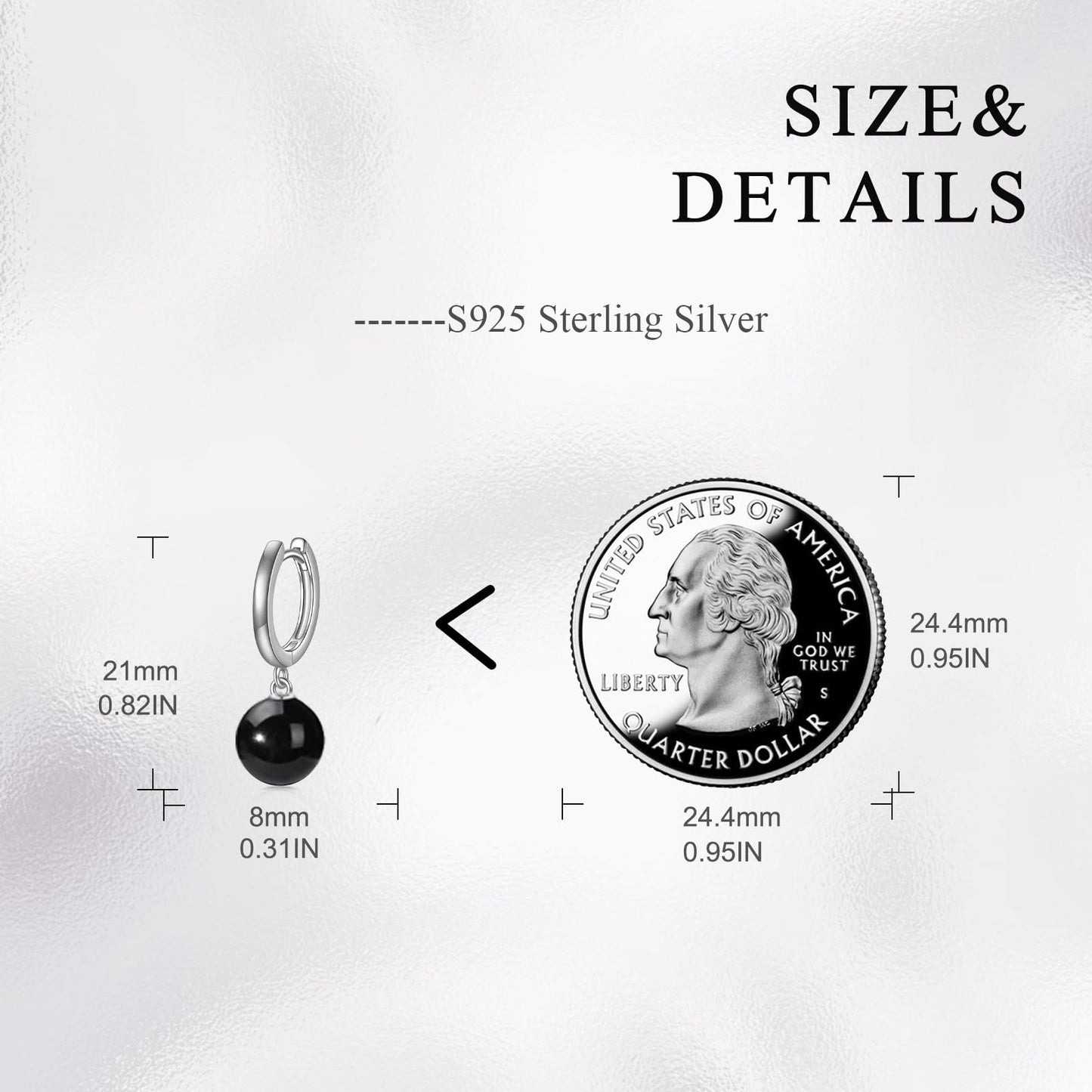 925 Sterling Silver Black Onyx Hoop Earrings Dangle Drop Jewelry Gifts for Women (Black Onyx)